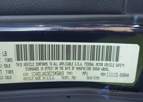 2014 Dodge Durango Sxt из США, поврежденный, VIN 1C4RDJAG3EC345803